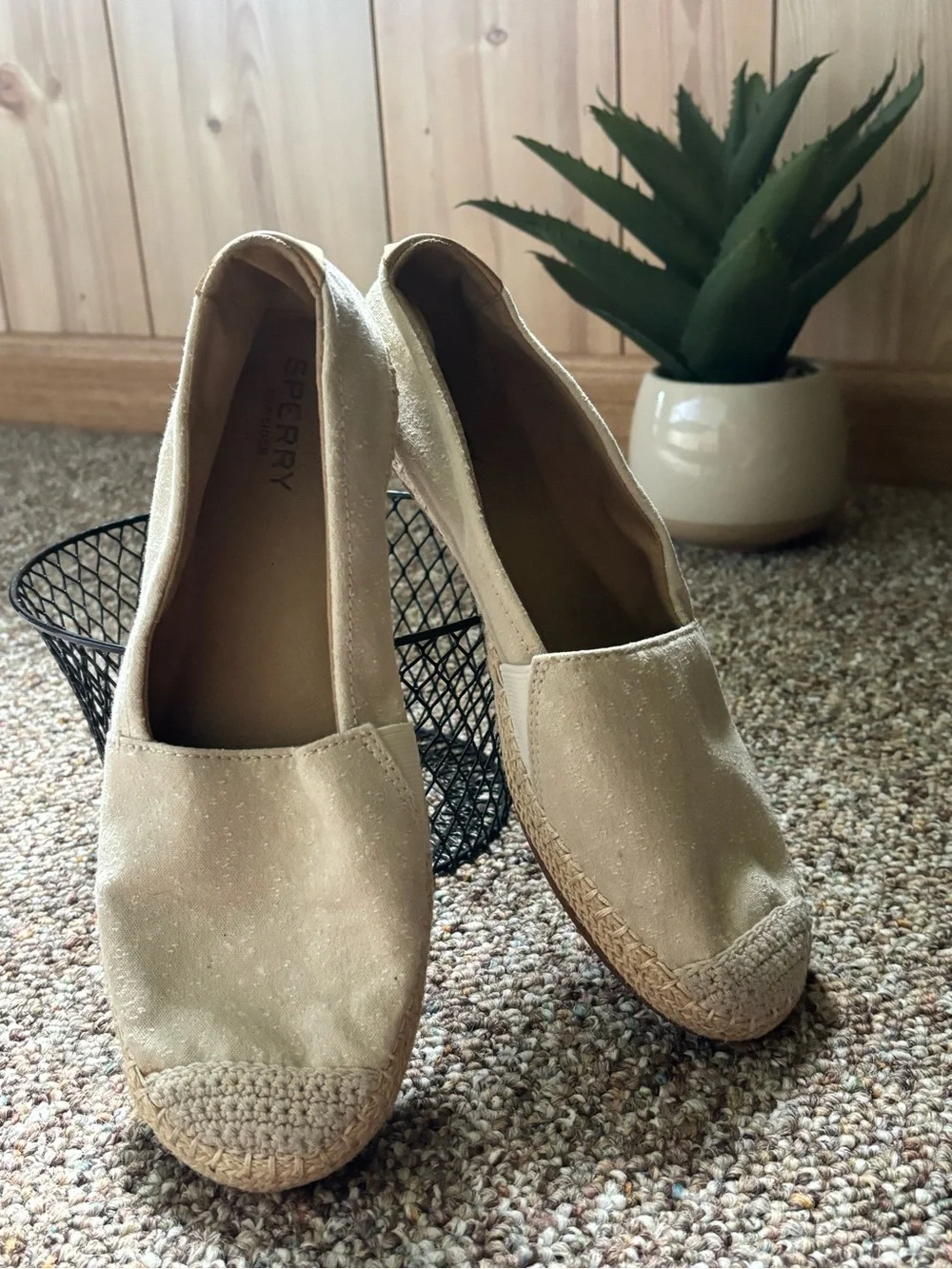 Sperry Women's Light Beige Canvas Espadrille Flats